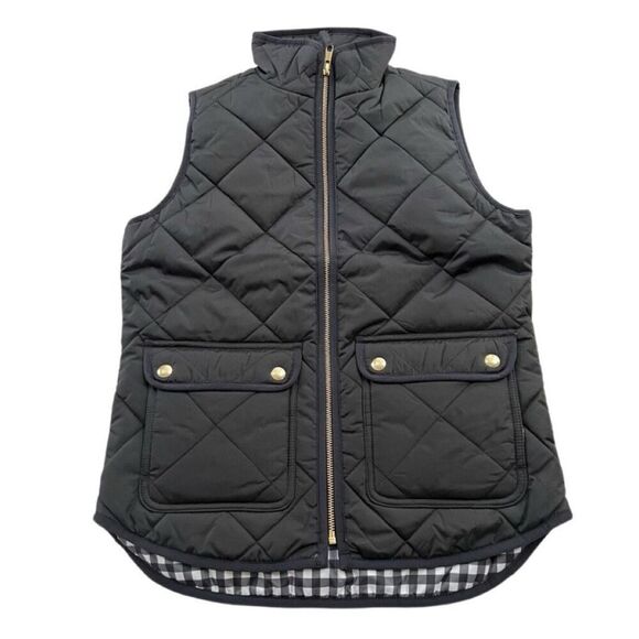 New! J.Crew Black Quilted Vest Sz M - Picture 3 of 6